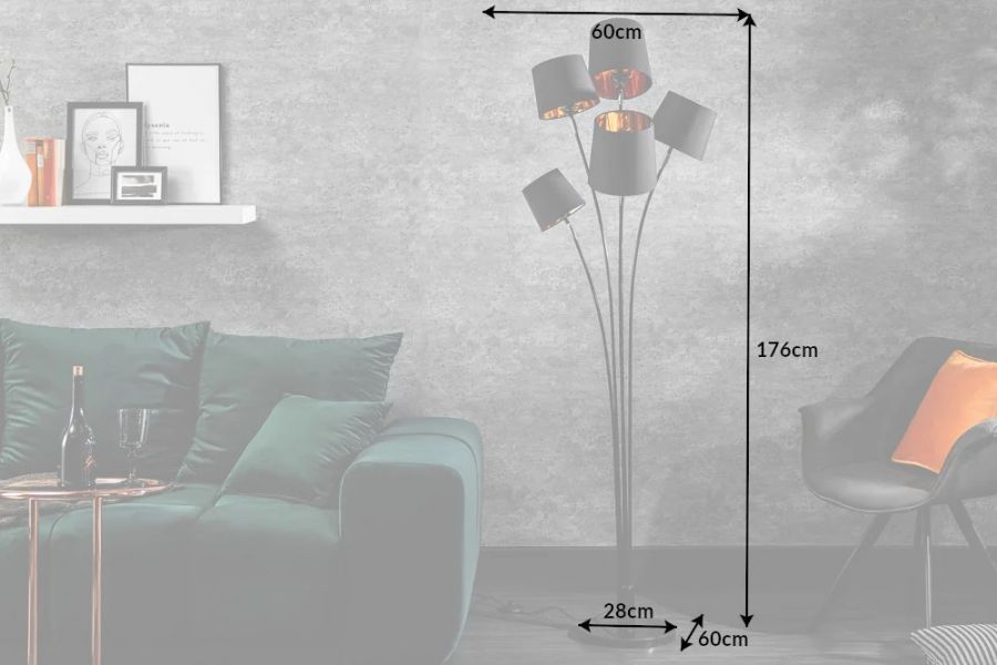 Lampa Levels podłogowa 178 cm czarno-złota  - Invicta Interior