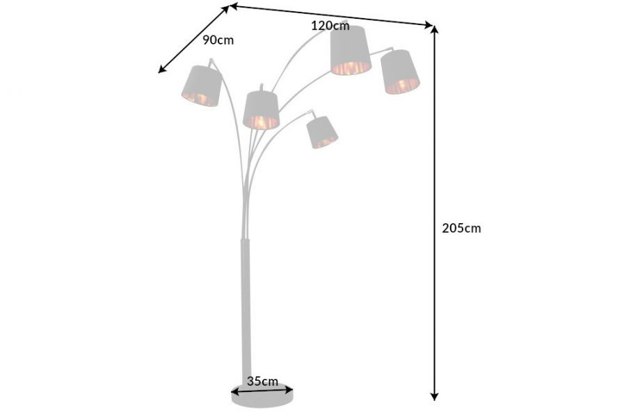 Lampa Levels podłogowa 205 cm czarno-złota - Invicta Interior