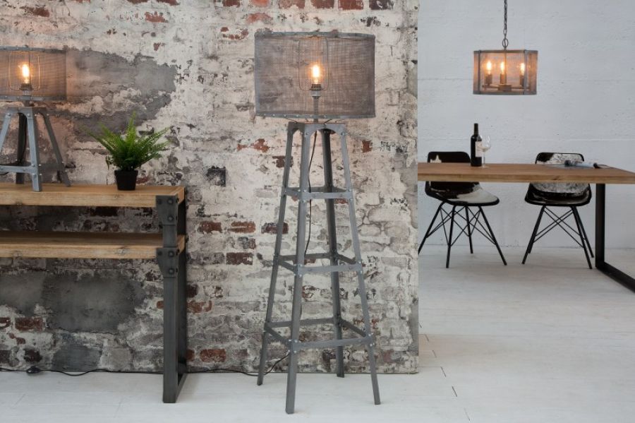 Lampa Loft szara podłogowa  - Invicta Interior