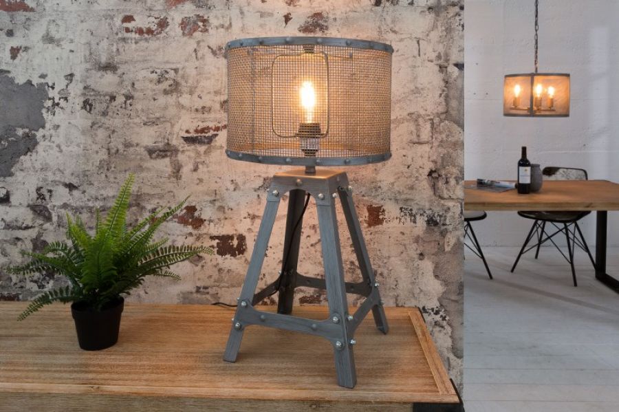 Lampa Loft szara stołowa  - Invicta Interior