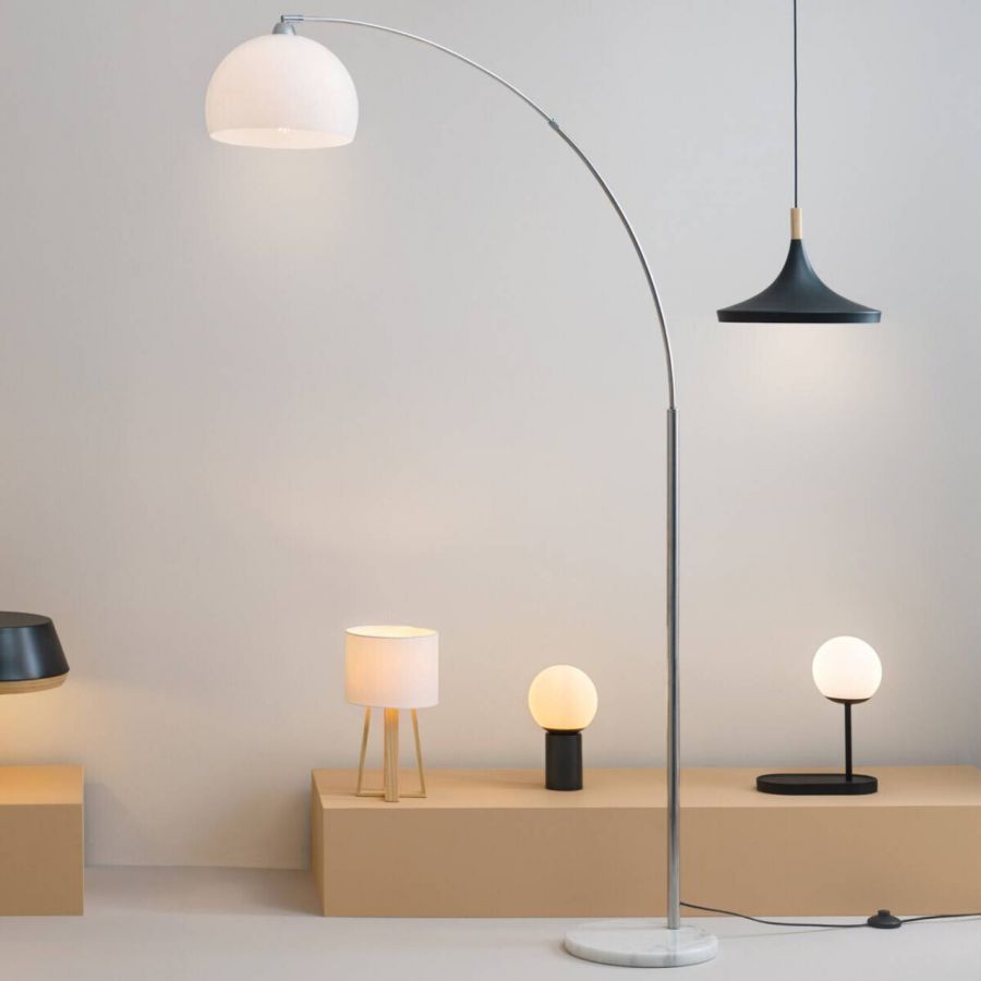 Lampa łukowa podłogowa Marble biała - Atmosphera