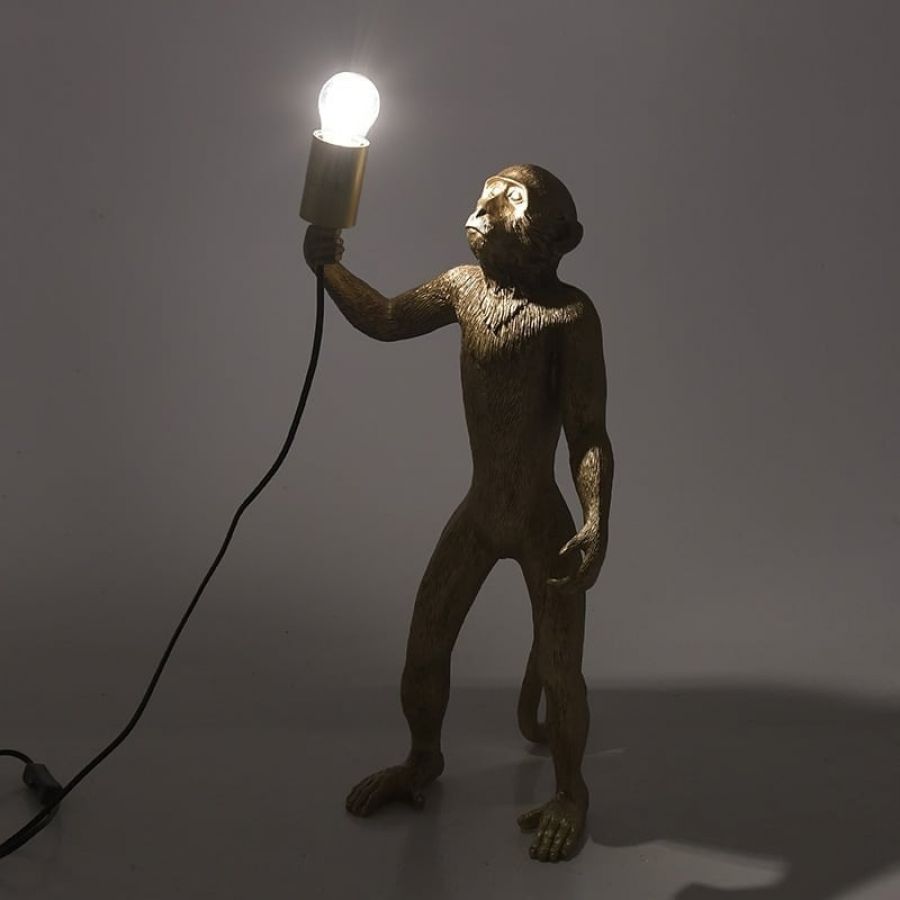 Lampa Monkey stołowa złota