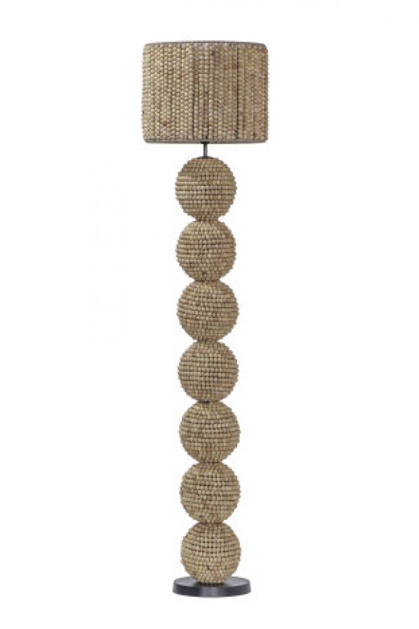 Lampa podłogowa Bali Beads z drewnianych pereł - Item International