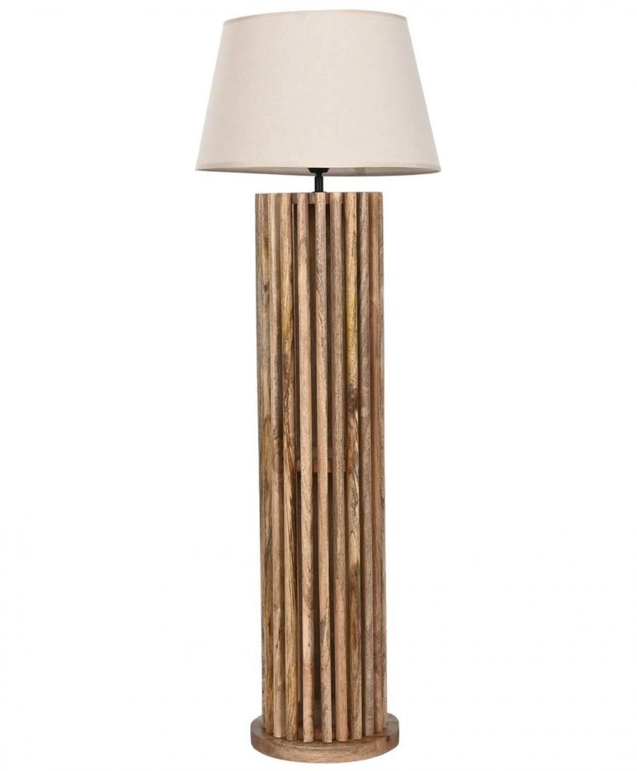 Lampa podłogowa drewniana z lamelami 102 cm