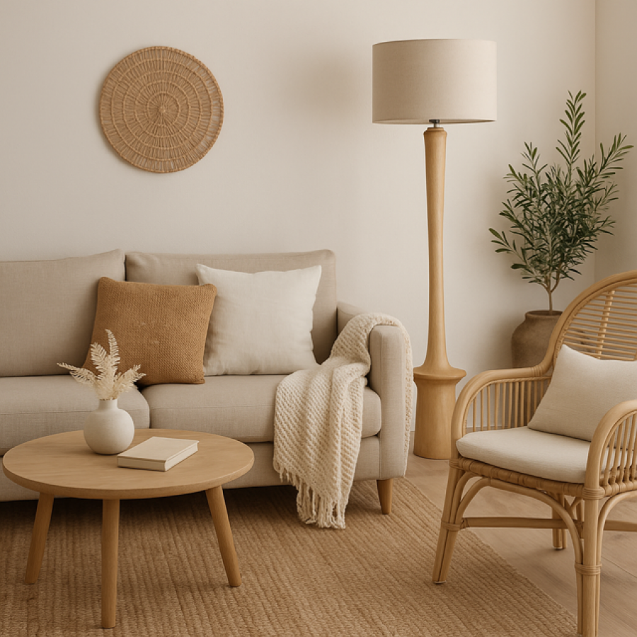 Lampa podłogowa Dune z drewna mango - Item International