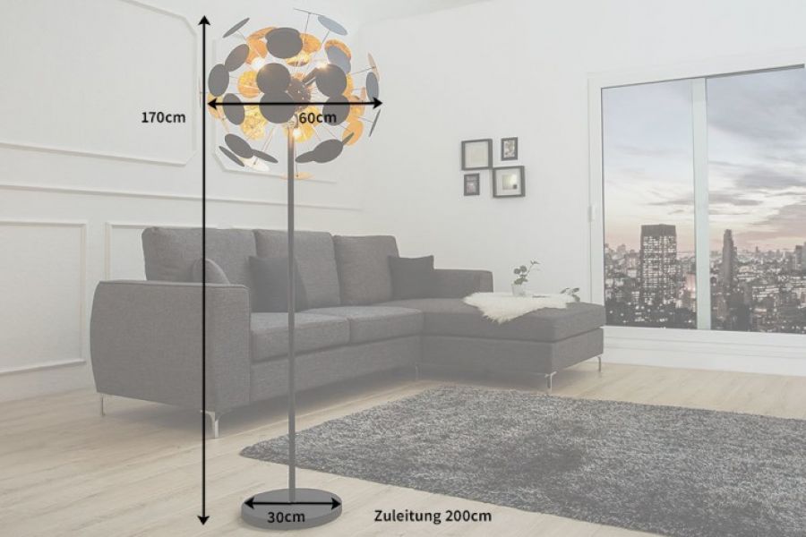 Lampa podłogowa Infinity Home czarno-złota - Invicta Interior