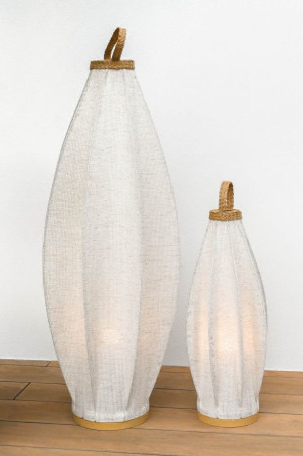 Lampa podłogowa Latarnia Boho 100 cm z lnu - Item International