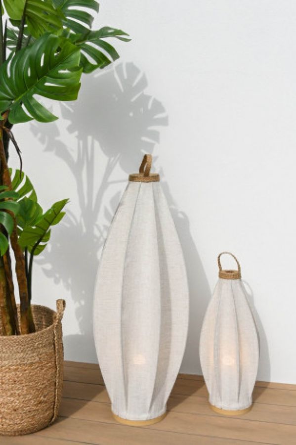 Lampa podłogowa Latarnia Boho 60 cm z lnu - Item International