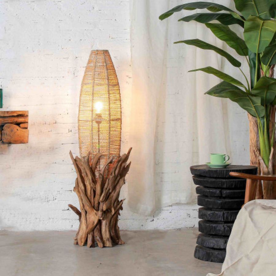 Lampa podłogowa Oceanica z drewna - Item International