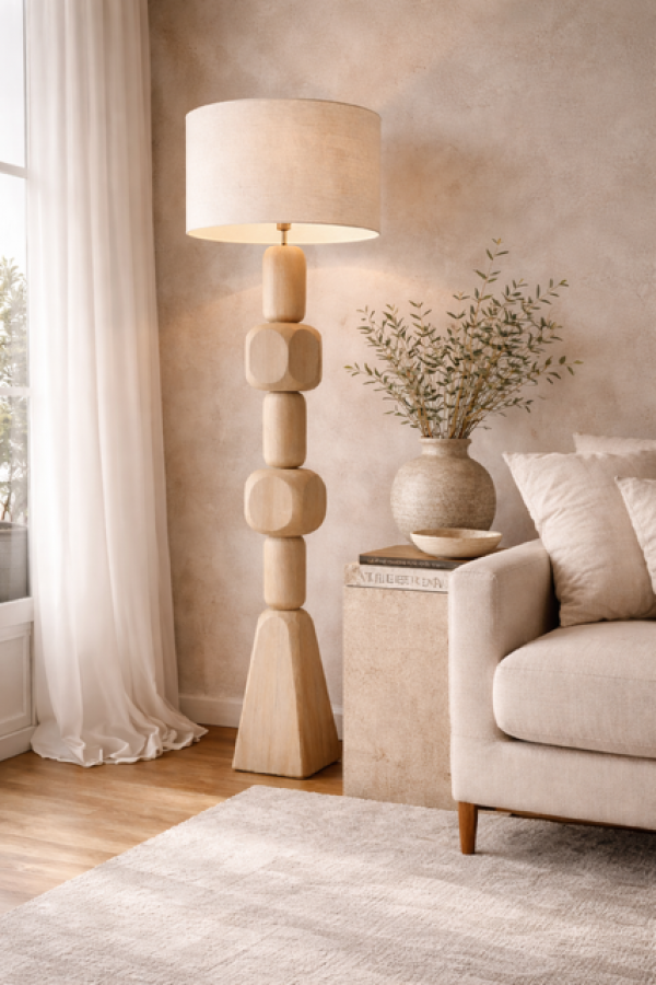 Lampa podłogowa Pueblo light z drewna mango