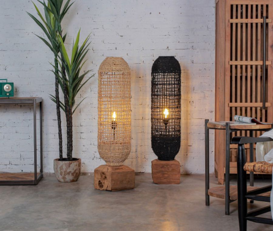 Lampa podłogowa Sumba handmade drewniana - Item International
