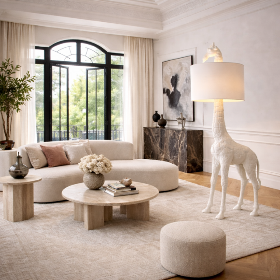 Lampa podłogowa Żyrafa biała 180 cm - J-Line