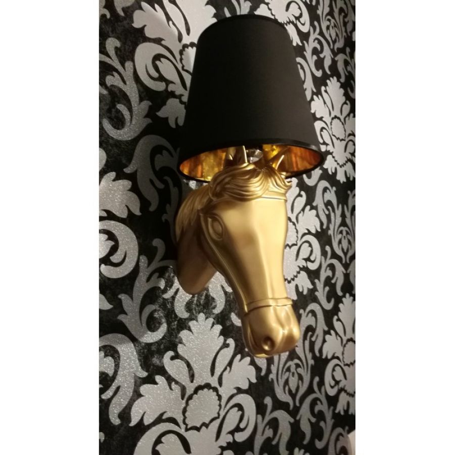 Lampa ścienna Kinkiet Horse złota