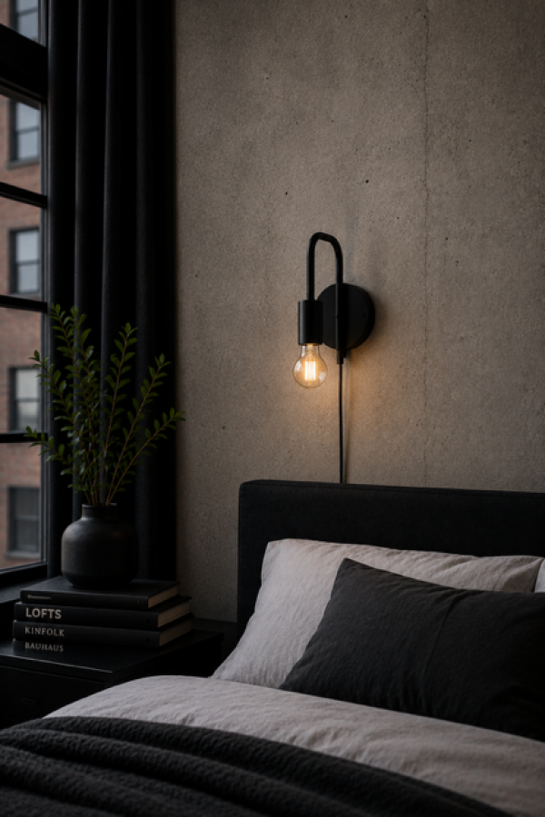 Lampa ścienna kinkiet Logo czarna