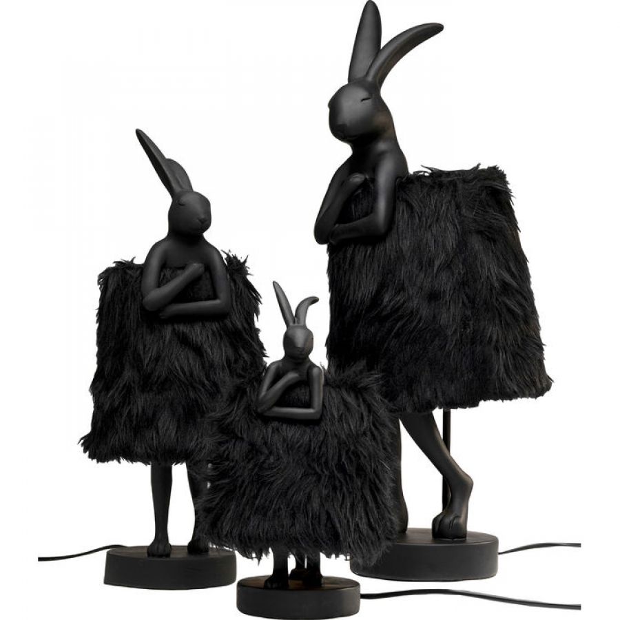 Lampa stołowa Animal Rabbit czarna futerkowa 50 cm - Kare Design
