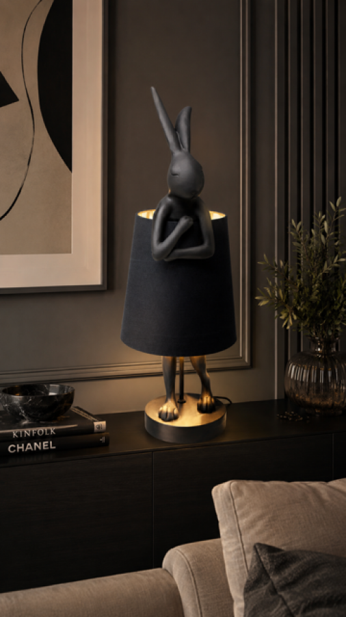 Lampa stołowa Animal Rabbit czarna matowa 68cm - Kare Design