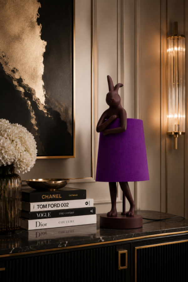 Lampa stołowa Animal Rabbit czerwona fioletowa 50 cm - Kare Design