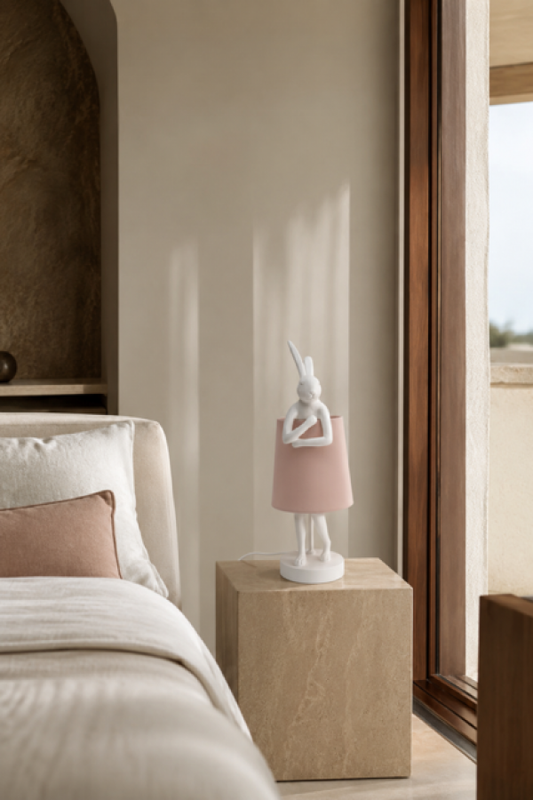 Lampa stołowa Animal Rabbit różowa 50cm - Kare Design