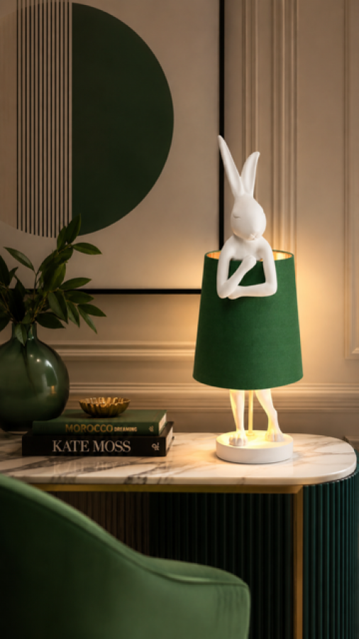 Lampa stołowa Animal Rabbit zielona 68cm - Kare Design
