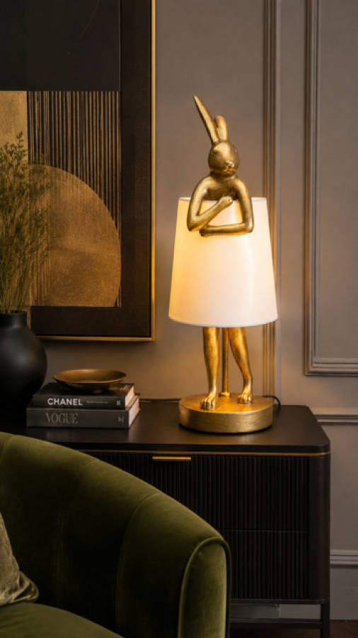 Lampa stołowa Animal Rabbit złoto biała 50cm - Kare Design
