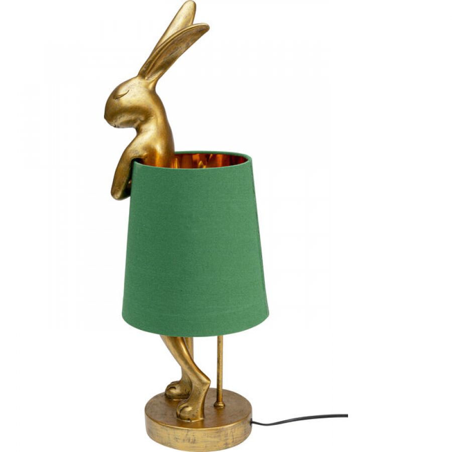 Lampa stołowa Animal Rabbit złoto zielona 68cm - Kare Design