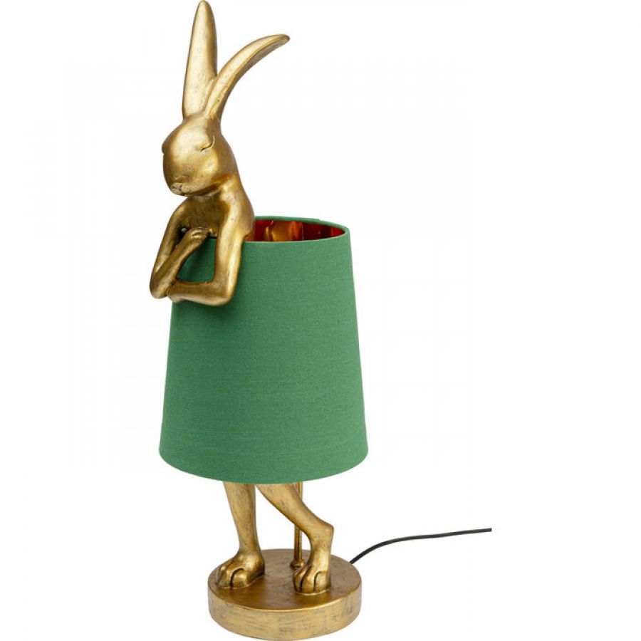 Lampa stołowa Animal Rabbit złoto zielona 68cm - Kare Design