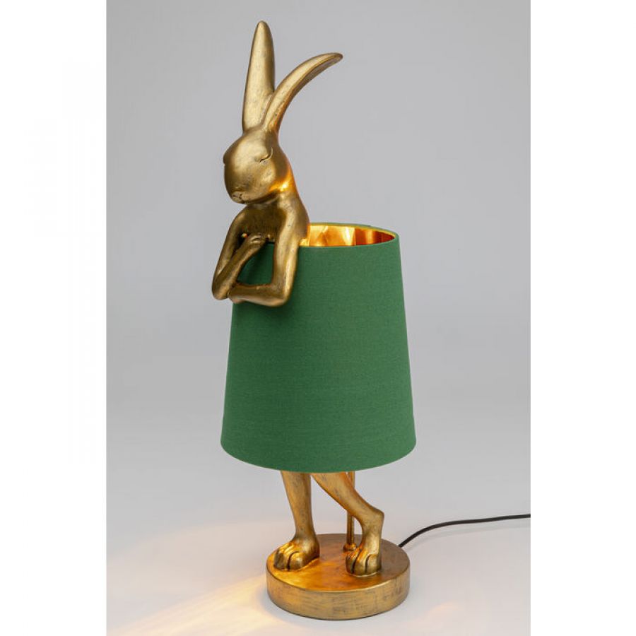 Lampa stołowa Animal Rabbit złoto zielona 68cm - Kare Design