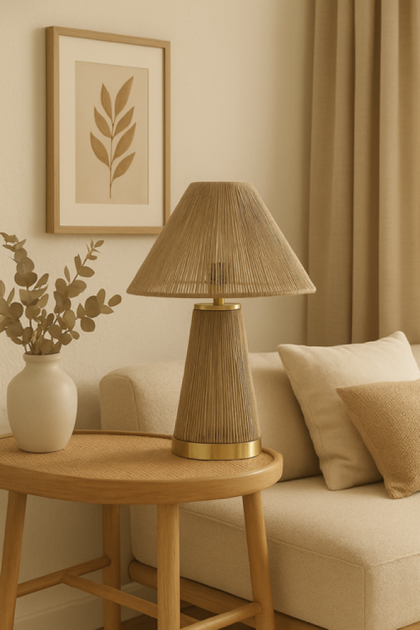 Lampa stołowa Corfu z rattanu boho - Item International
