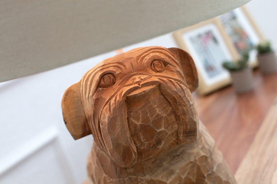 Lampa stołowa Dog drewniana  - Invicta Interior