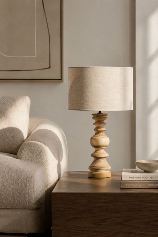 Lampa stołowa Elegant z drewna mango 55 cm - Item International