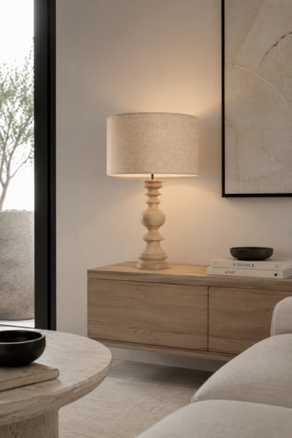 Lampa stołowa Elegant z drewna mango 55 cm - Item International