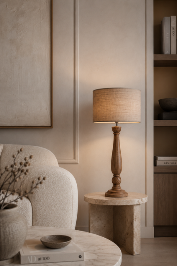 Lampa stołowa Elegant z drewna mango 91 cm - Item International
