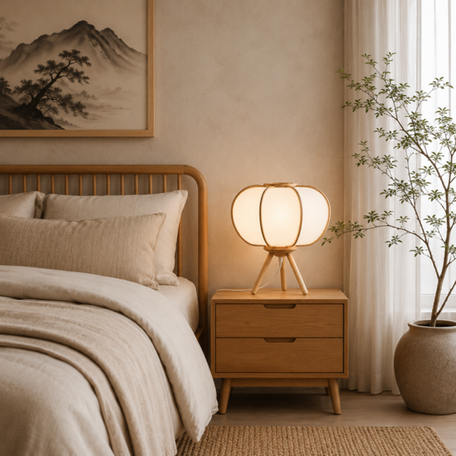 Lampa stołowa Japandi bambus 33 cm - Item International