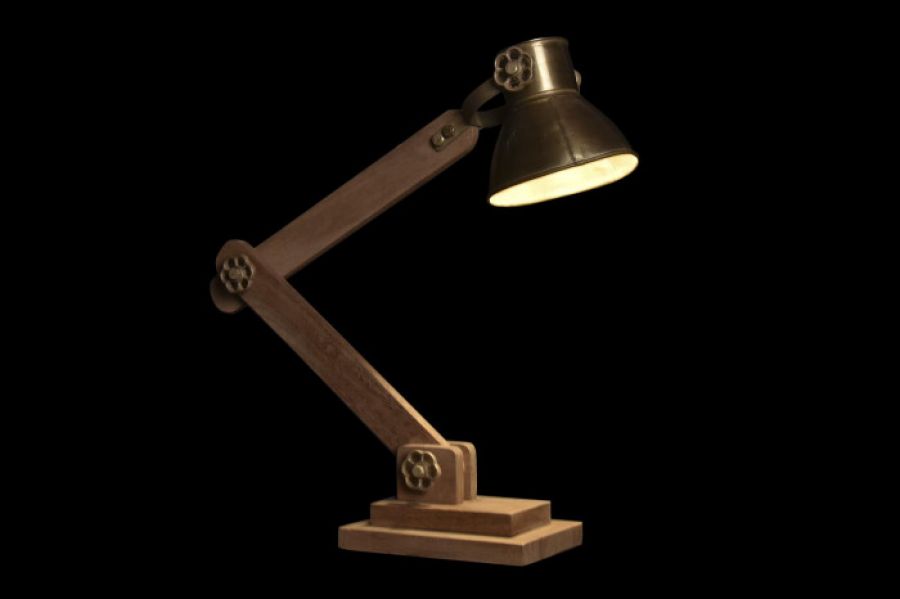 Lampa stołowa Manhattan Loft drewniana - Item International