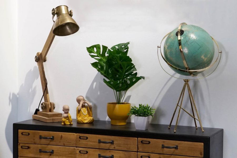 Lampa stołowa Manhattan Loft drewniana - Item International