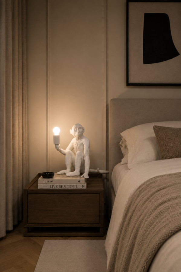 Lampa stołowa Monkey biała czarna  - Item International