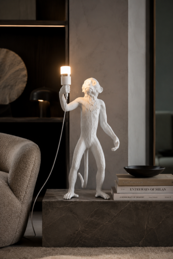 Lampa stołowa Monkey stojąca biała czarna - Item International
