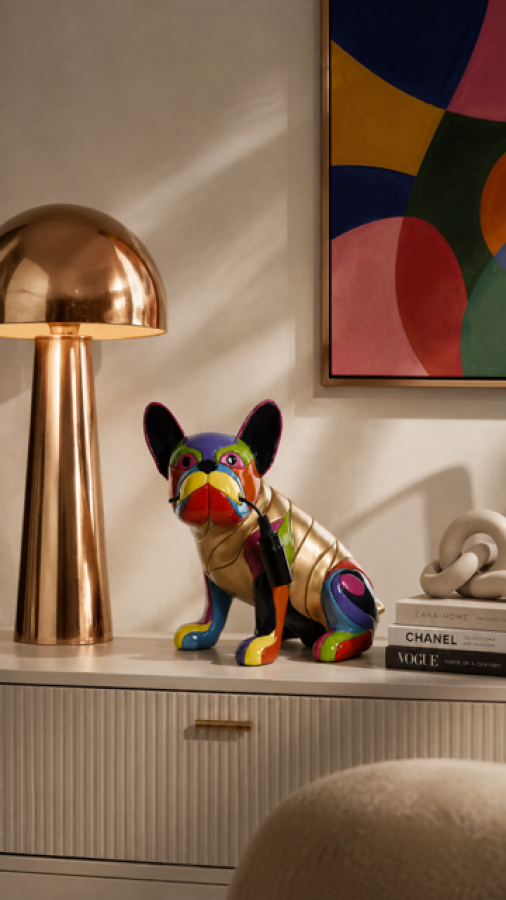 Lampa stołowa pies French Bulldog color - Item International