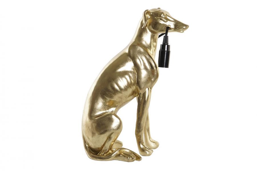 Lampa stołowa pies Greyhound złoty
