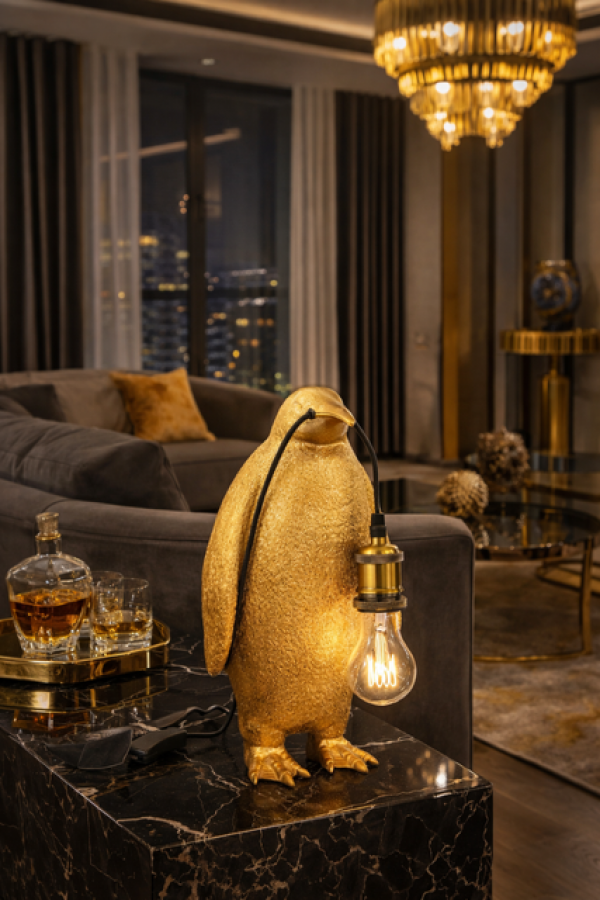 Lampa stołowa Pingwin złota 60 cm