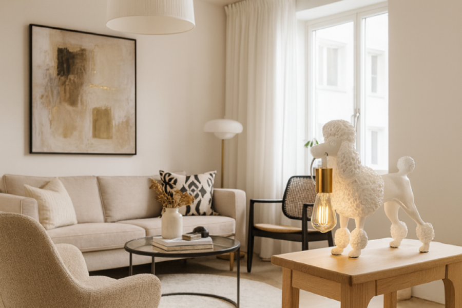 Lampa stołowa Pudel biała - Item International
