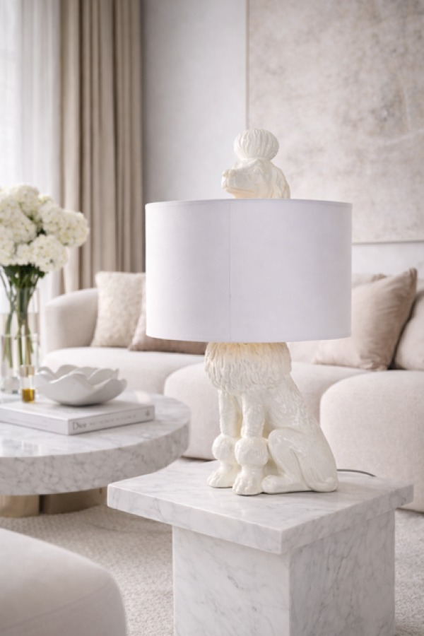 Lampa stołowa Pudel siedzący biała - Item International