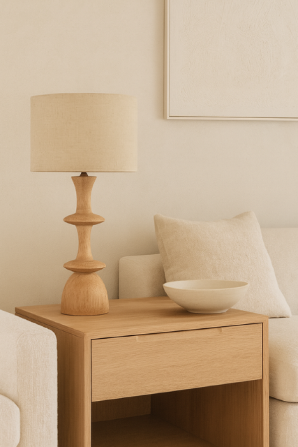 Lampa stołowa Soria z drewna mango - Item International