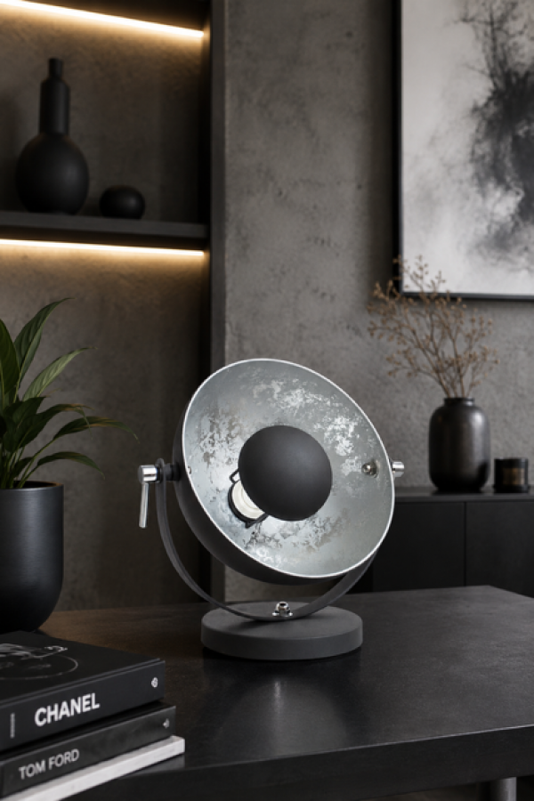 Lampa stołowa Spot Studio czarna & srebrna - Invicta Interior