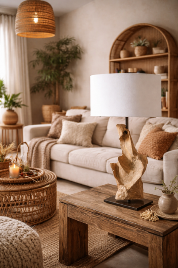 Lampa stołowa Woodland drewniana 65 cm  - Item International