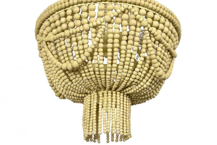 Lampa sufitowa Boho z drewnianymi perłami natur 60 cm
