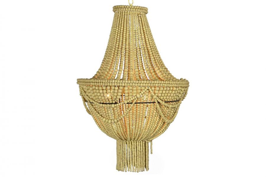 Lampa sufitowa Boho z drewnianymi perłami natur 73 cm - Item International