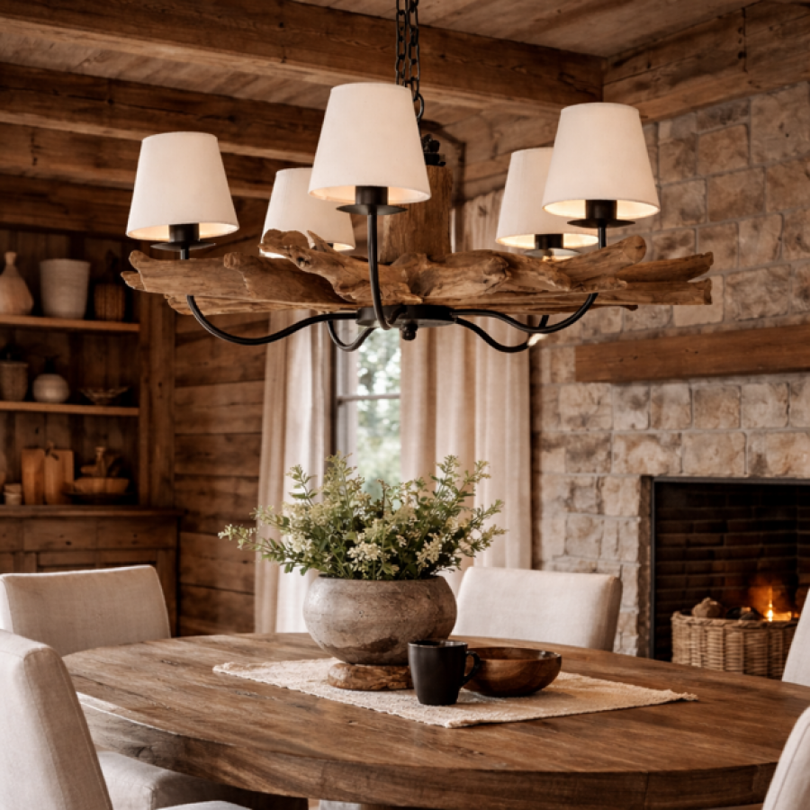 Lampa sufitowa drewniana Gałęzie 90 cm