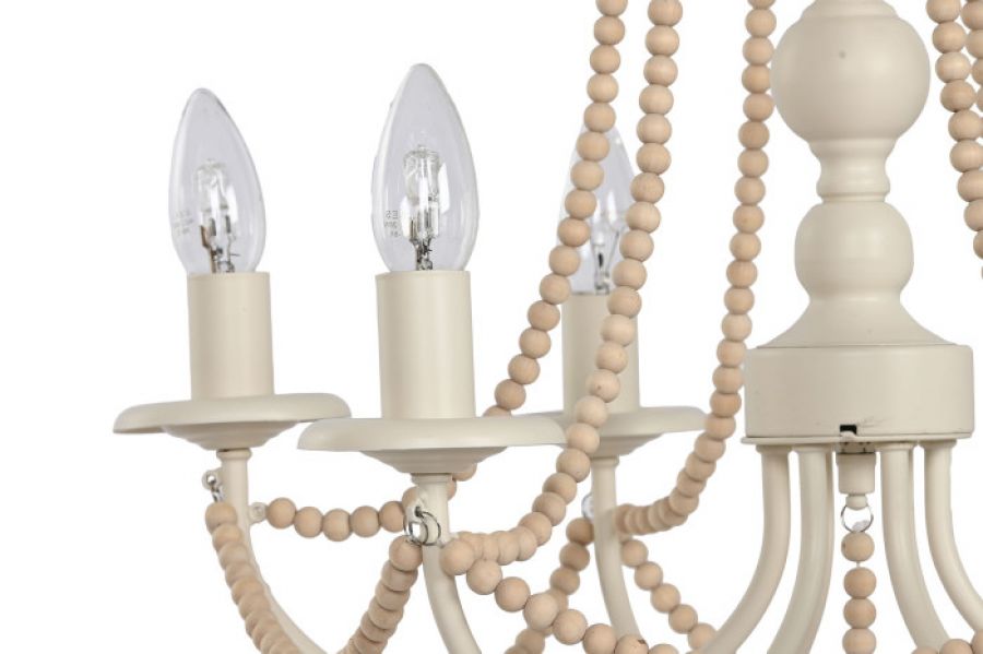 Lampa sufitowa kandelabr z drewnianymi perłami  - Item International