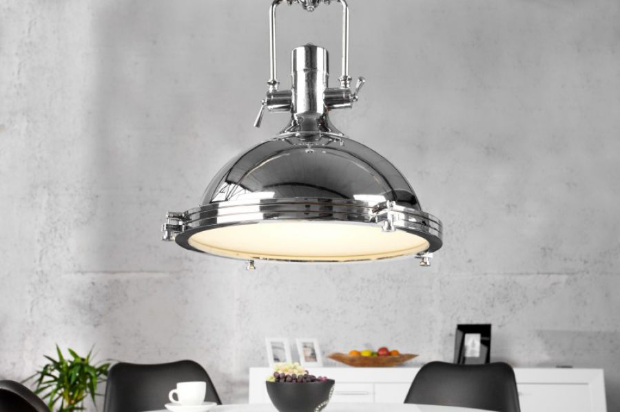 Lampa wisząca Industrial 45 cm chrom  - Invicta Interior